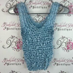 Bubble tank top y2k one size fits all stretchy shiny Blue Textured Sleeveless